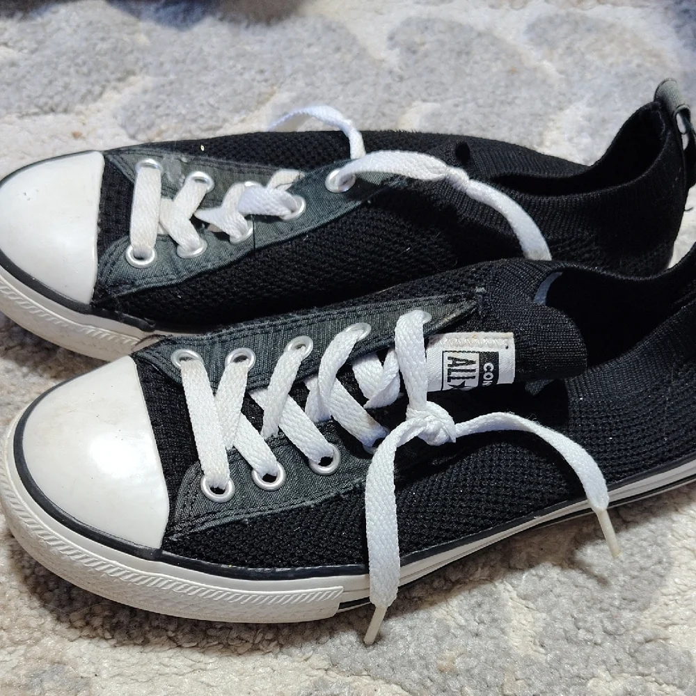 Converse Chuck Taylor All Star Shoreline Knit Black White Kids Junior Size 3